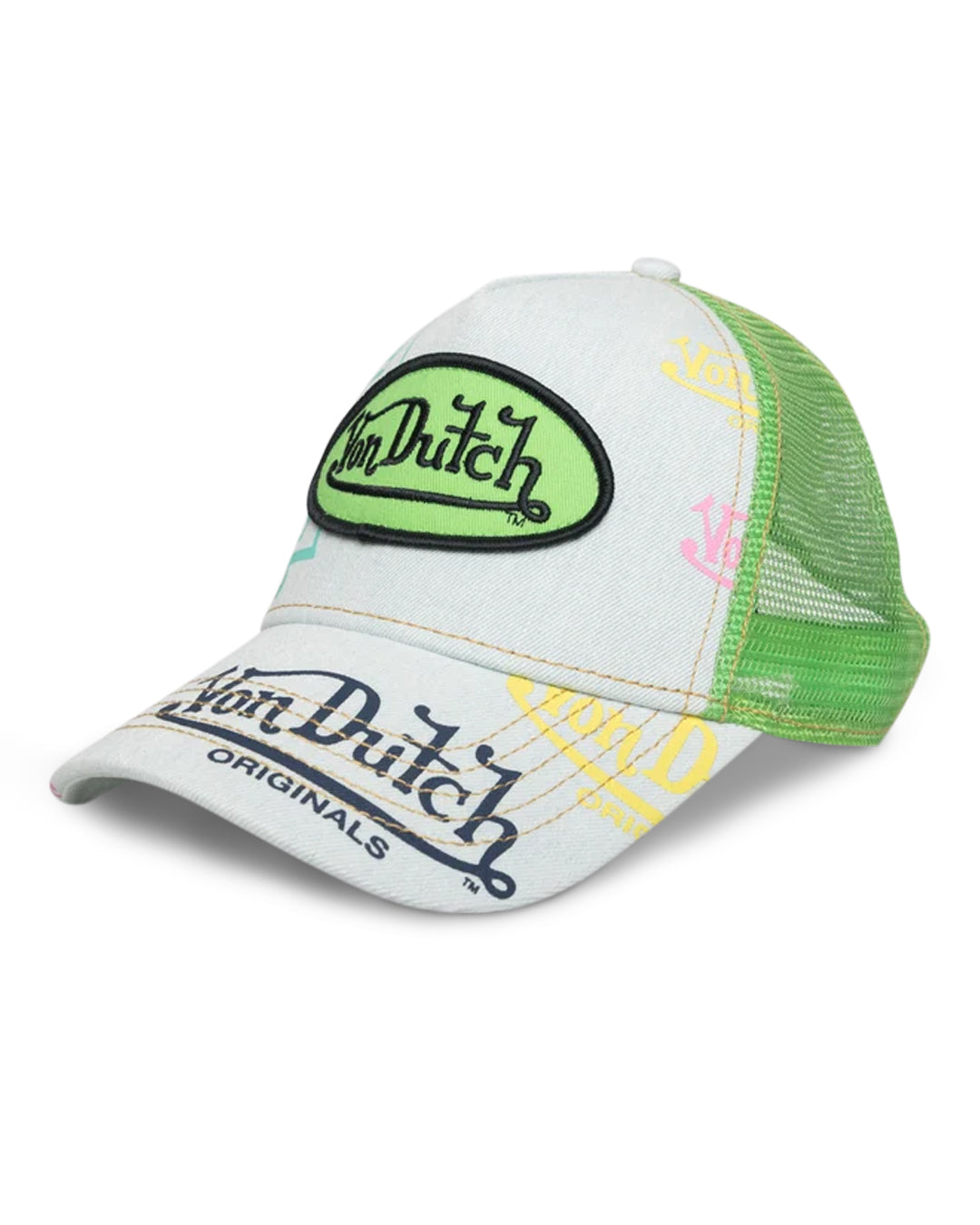 Von Dutch COASTAL BLUE/GREEN TAGGED TRUCKER HAT