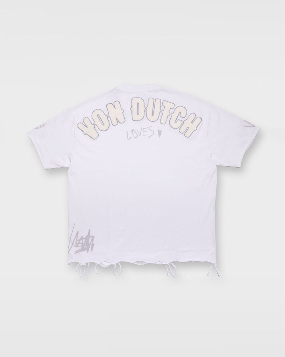 PRE-ORDER VINTAGE CULTURE X VON DUTCH LOVES DISTRESSED WHITE T-SHIRT
