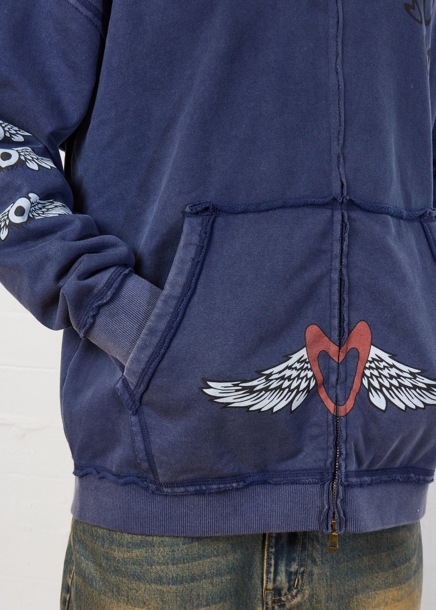 ZIP-UP FACE HOODIE (OVERSIZE NAVY)