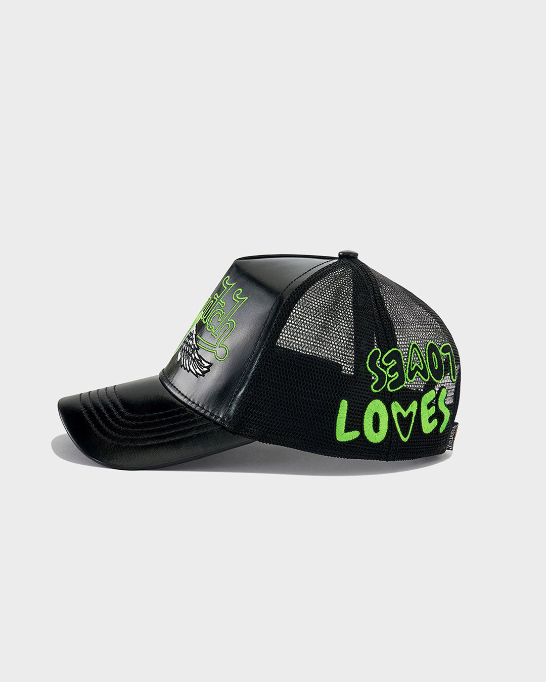 IRIDESCENT BLACK AND GREEN TRUCKER