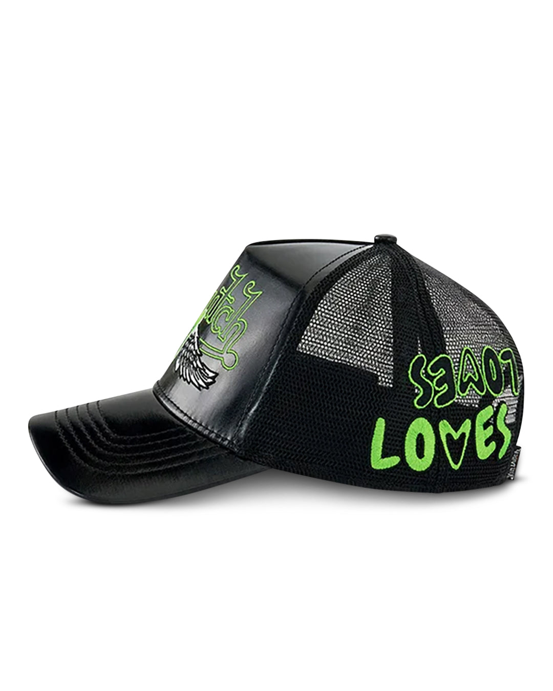 Von Dutch IRIDESCENT BLACK AND GREEN TRUCKER HAT