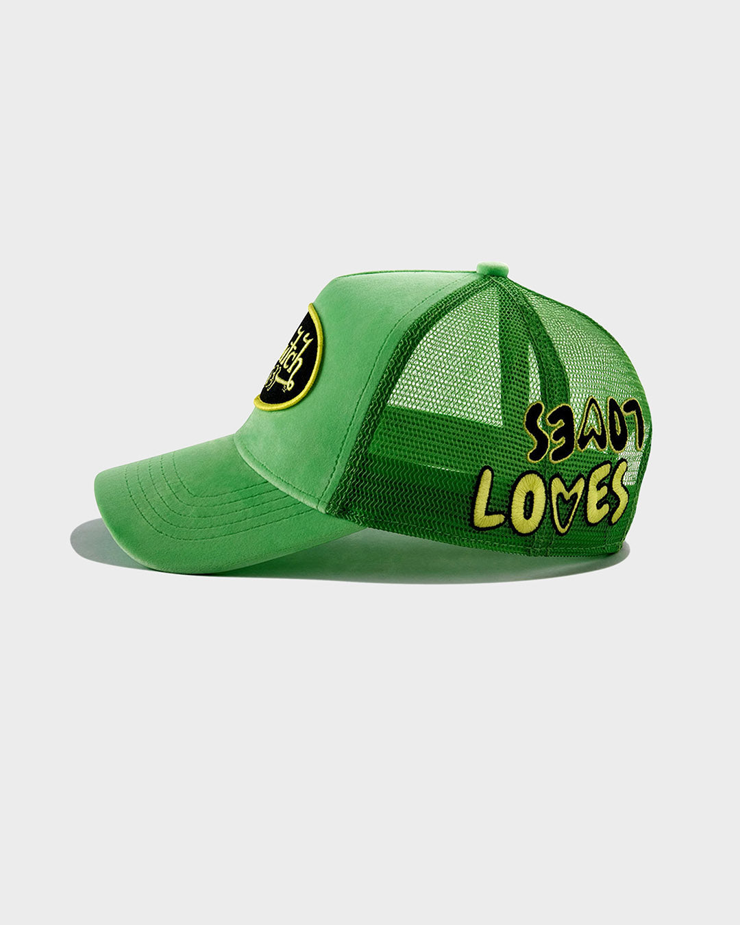 GREEN & YELLOW VELVET TRUCKER