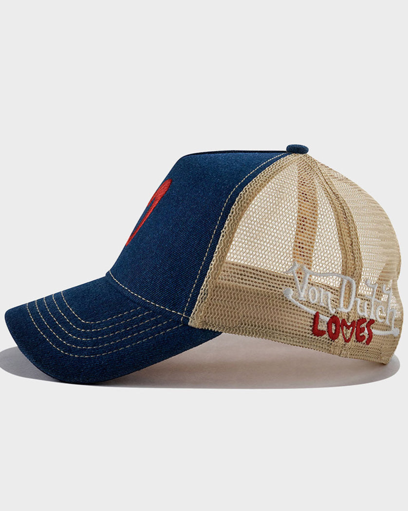 DARK BLUE DENIM HEART LOVES TRUCKER