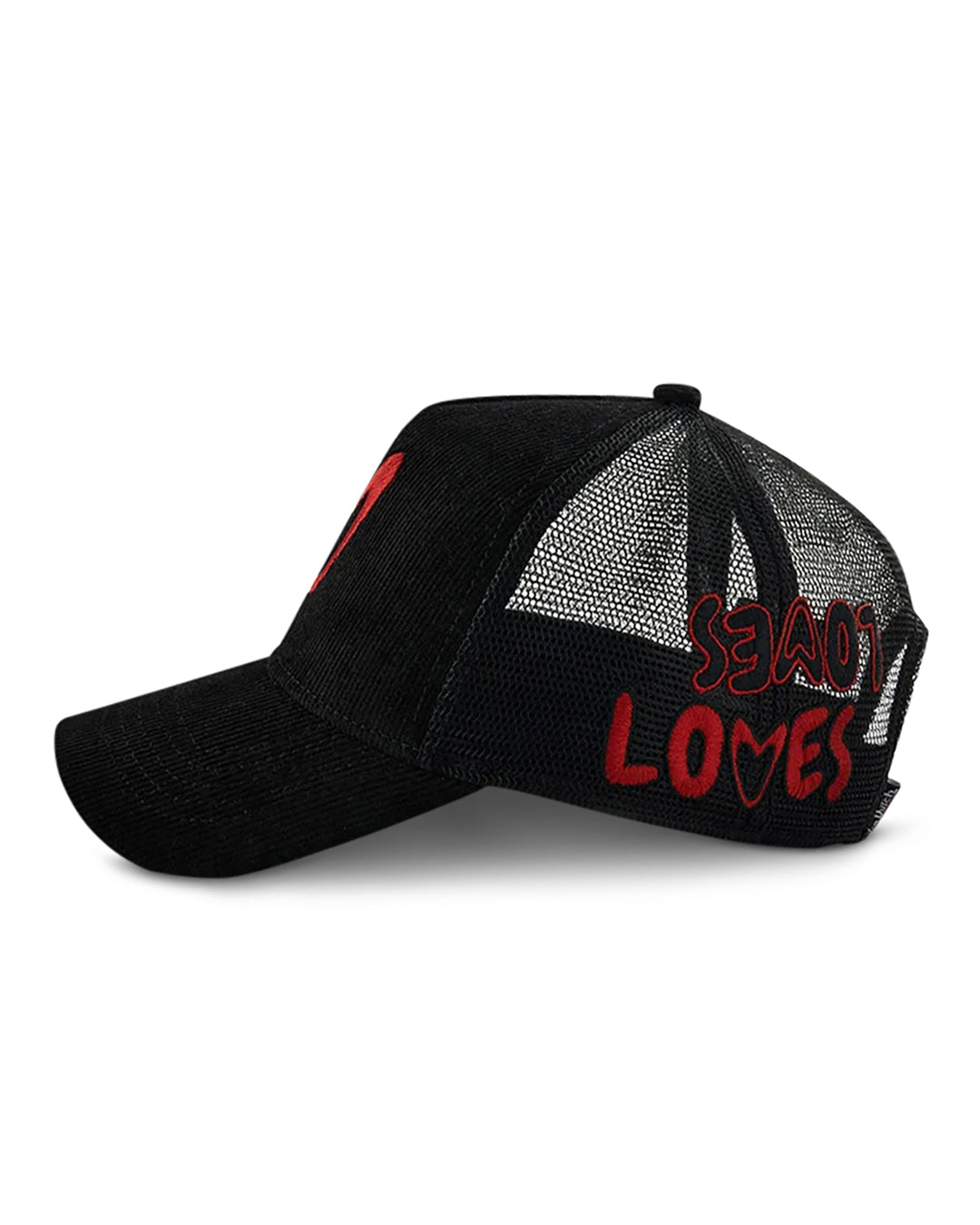 Von Dutch Loves BLACK LARGE HEART TRUCKER HAT